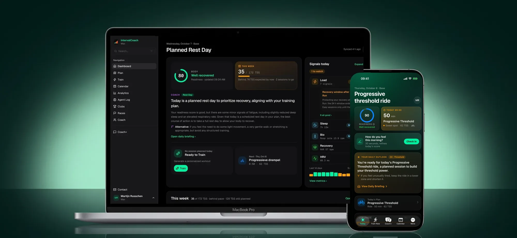 A refreshed IntervalCoach on a laptop and an iPhone